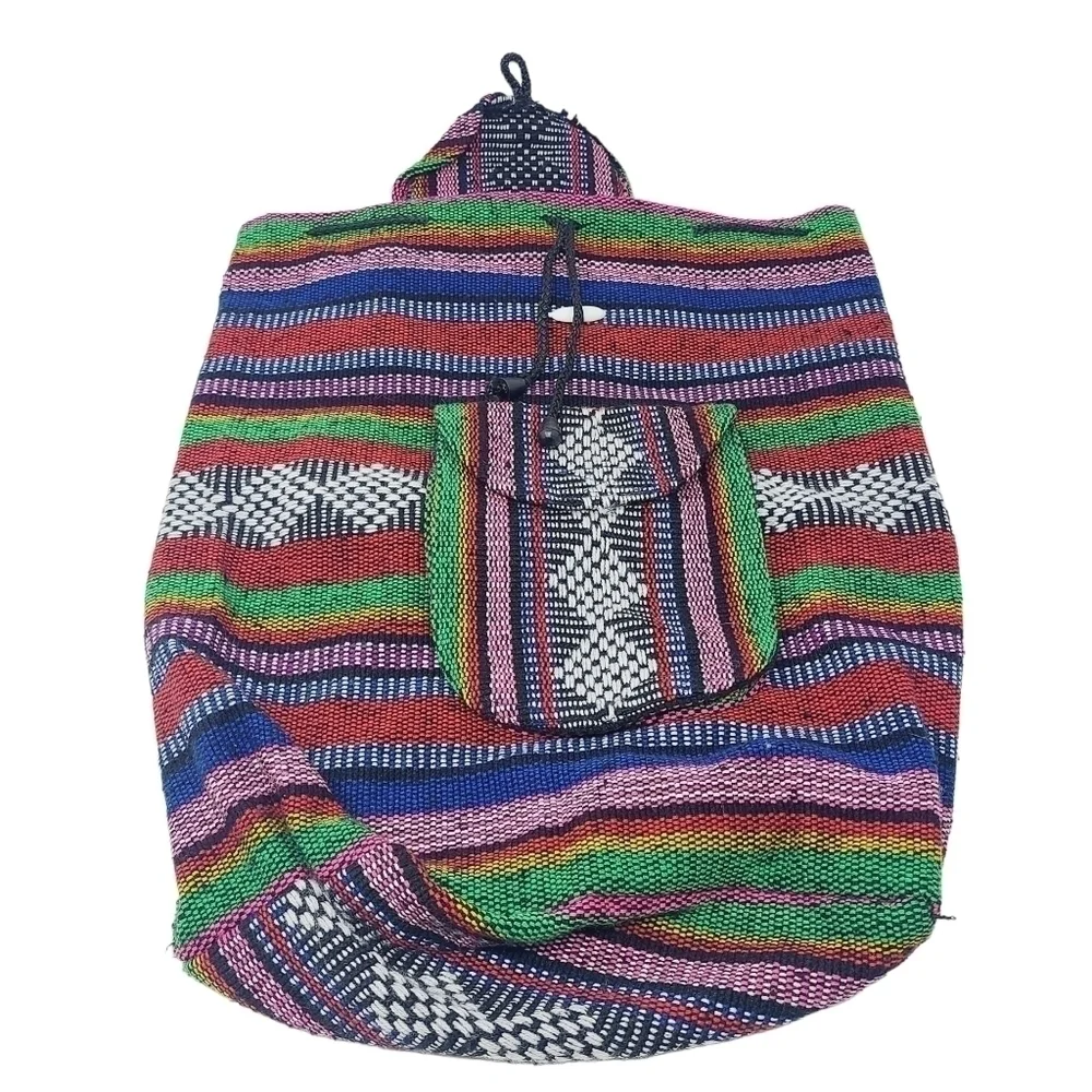 Unbranded | Multicolored Bohemian Baja Fabric Backpack or Bookbag (One Size)